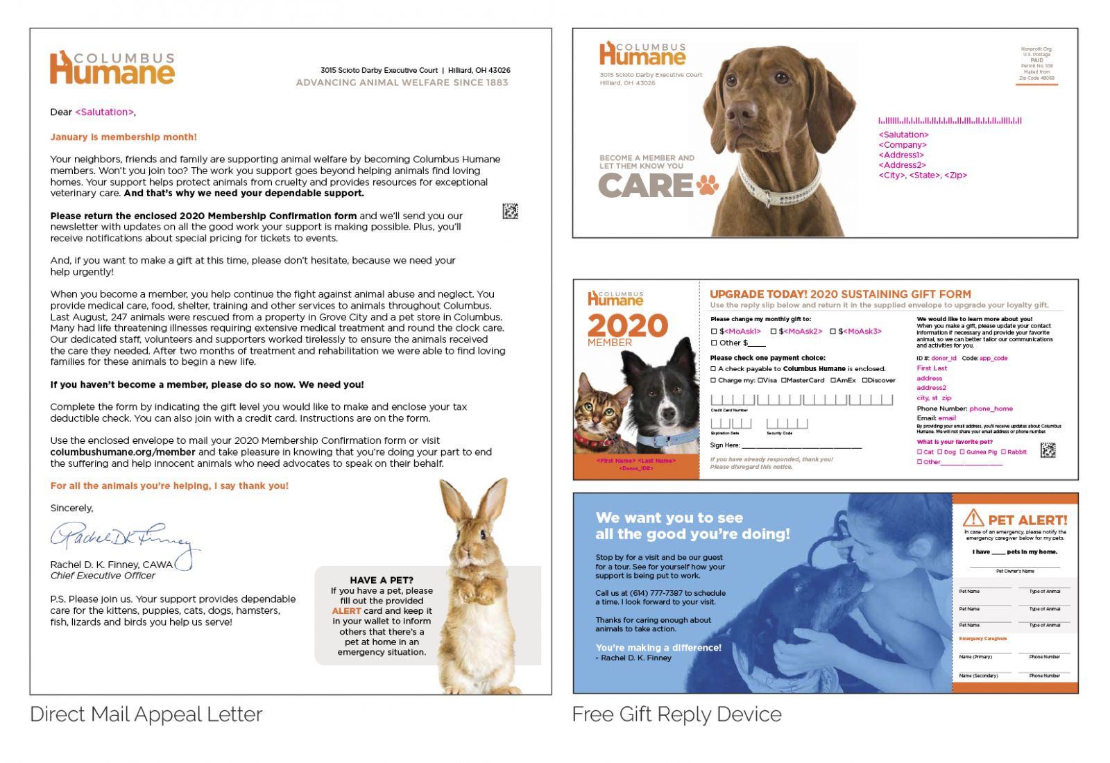 A direct mail appeal letter to raise money for the Columbus Humane animal welfare organization.