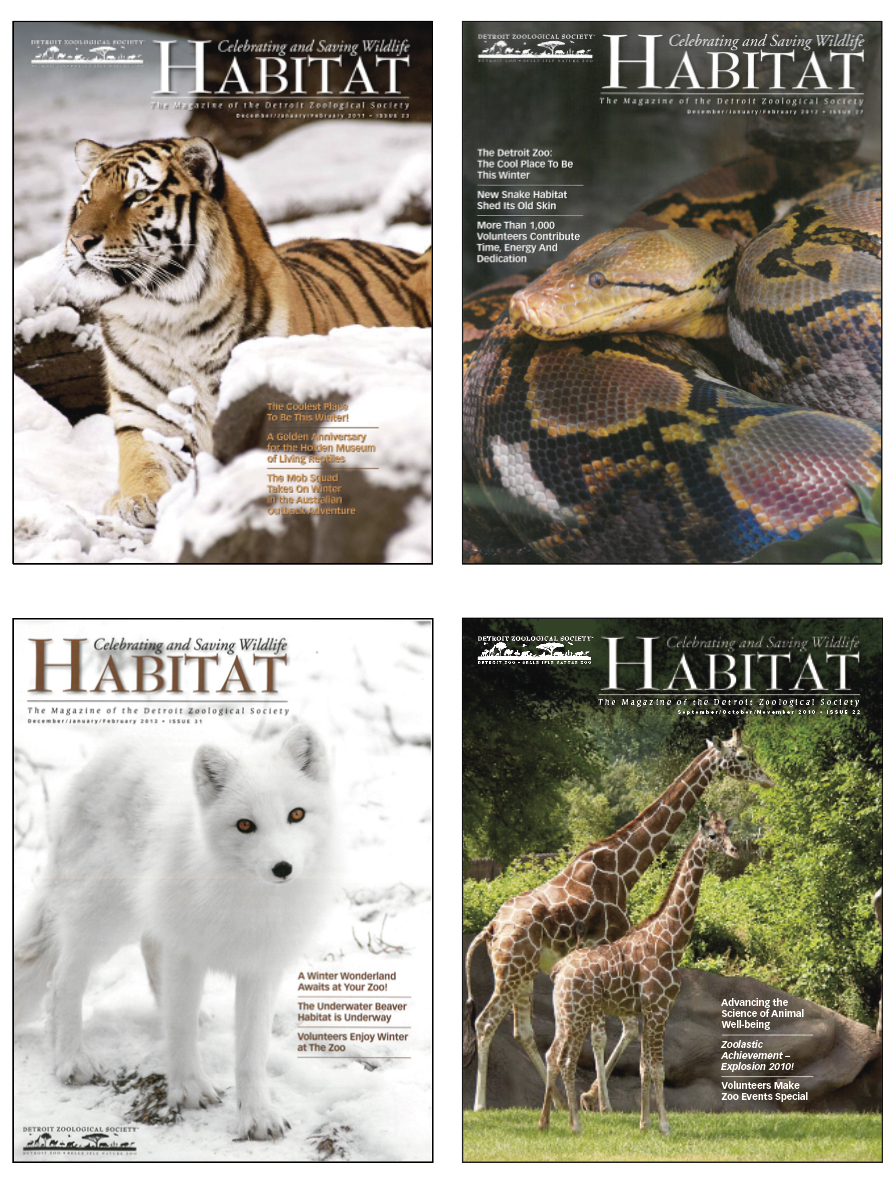 The Detroit Zoological Society's Habitat Magazine covers