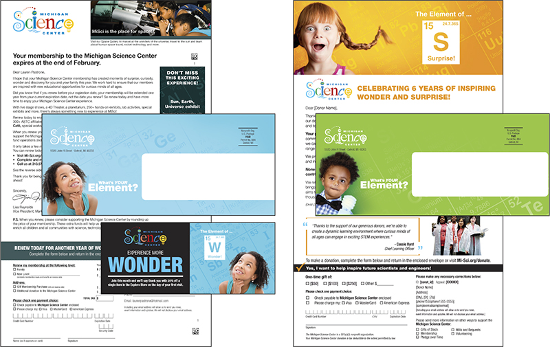 Michigan Science Center direct mail communications